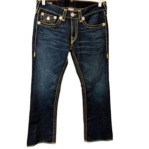 True Religion Men’s Billy Super T Dark Blue Denim Wash Straight Jeans Size 33